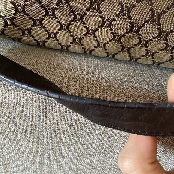 Celine Vintage Triomphe Monogram Canvas Shoulder Bag – Brown Logo Print - Picture 13 of 17